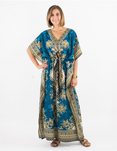 Long kaftan polyester printed dress